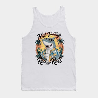 Funny shark with sunglasses summer beach holiday Tank Top